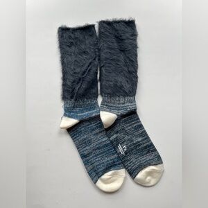 Yohji Yamamoto Fuzzy Black and Blue Socks